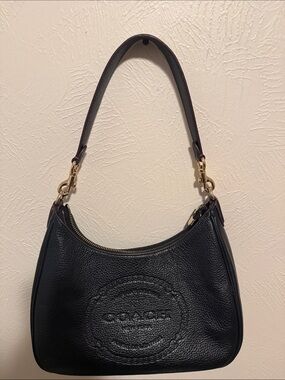 Coach Black Pebble Leather Shoulder Hobo with Gold Hardware